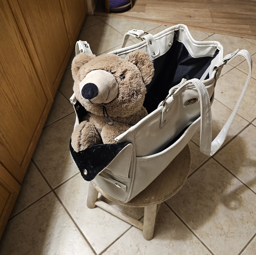 Petote large dog carrier. Metallic cream color